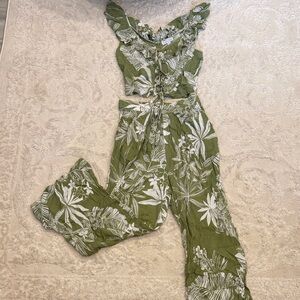 Women’s Olive Green Tropical Print Set